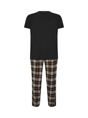 BadRhino Big & Tall Black 100% Cotton Checked Pyjama Bottom Set - Image 4 of 5