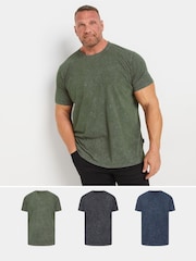 BadRhino Big & Tall Black 100% Cotton Acid Wash T-Shirts 3 Pack - Image 1 of 6