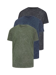 BadRhino Big & Tall Black 100% Cotton Acid Wash T-Shirts 3 Pack - Image 3 of 6