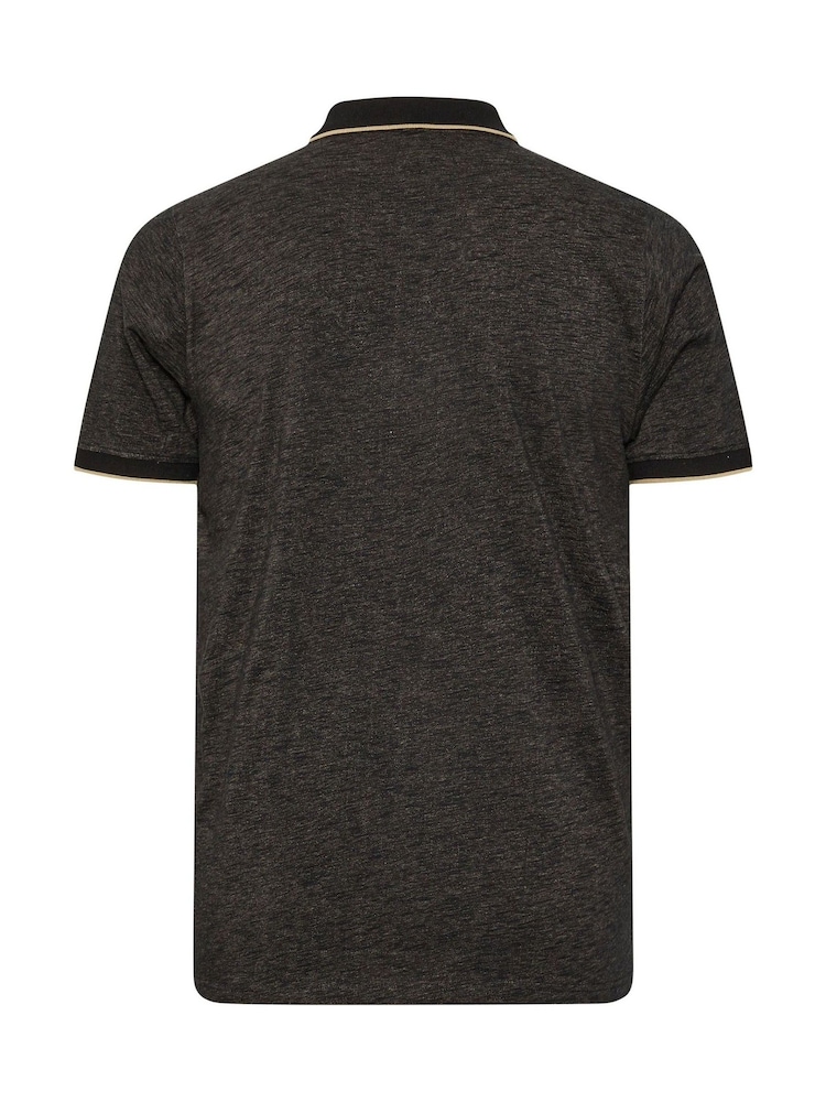 BadRhino Big & Tall Black 100% Cotton Textured Tipped Polo Shirt - Image 3 of 3 BadRhino Big & Tall Black 100% Cotton Textured Tipped Polo Shirt - Image 3 of 3