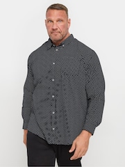 BadRhino Big & Tall Black Geometric Party 100% Cotton Shirt - Image 1 of 3