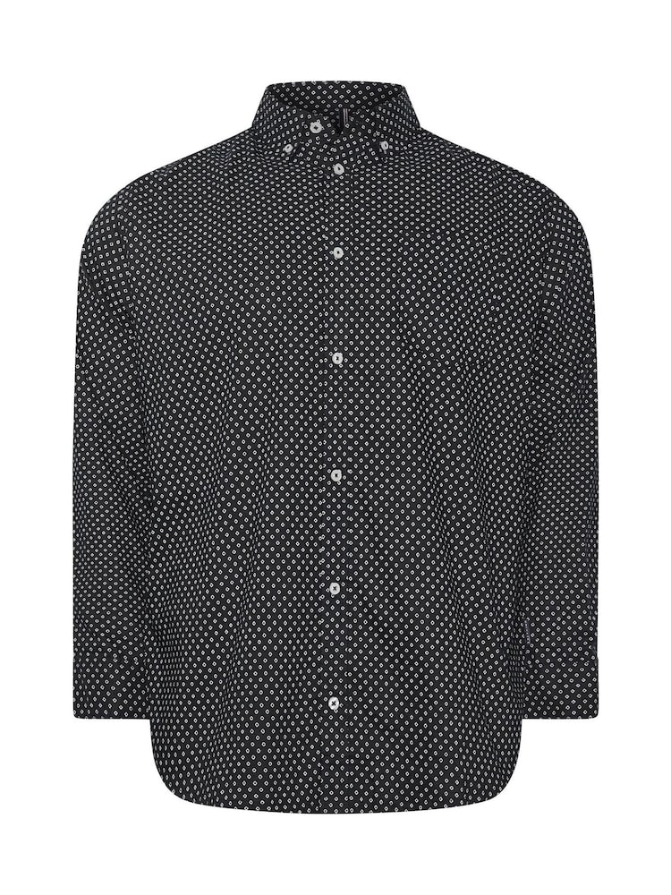 BadRhino Big & Tall Black Geometric Party 100% Cotton Shirt - Image 2 of 3