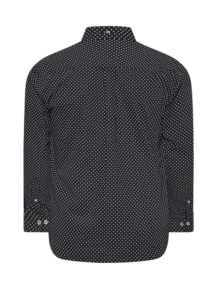 BadRhino Big & Tall Black Geometric Party 100% Cotton Shirt - Image 3 of 3