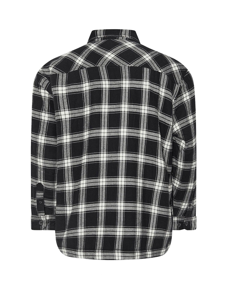 BadRhino Big & Tall – kariertes Fleece-Shacket aus 100 % Baumwolle, Schwarz - Bild 3 von 3 BadRhino Big & Tall – kariertes Fleece-Shacket aus 100 % Baumwolle, Schwarz - Bild 3 von 3
