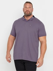 Пурпурный - BadRhino Big & Tall 100% Cotton Jacquard Polo Shirt - Image 1 of 3