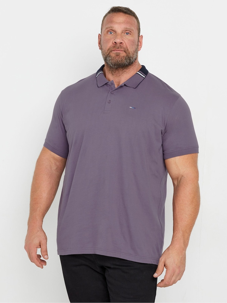 Пурпурный - BadRhino Big & Tall 100% Cotton Jacquard Polo Shirt - Image 1 of 3