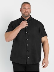 Черный - BadRhino Big & Tall Short Sleeve Poplin 100% Cotton Shirts 2 Pack - Image 1 of 7
