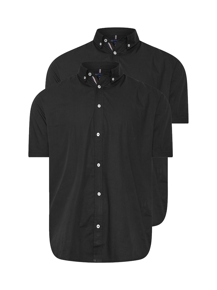 BadRhino Big & Tall Black Short Sleeve Poplin 100% Cotton Shirts 2 Pack - Image 5 of 7