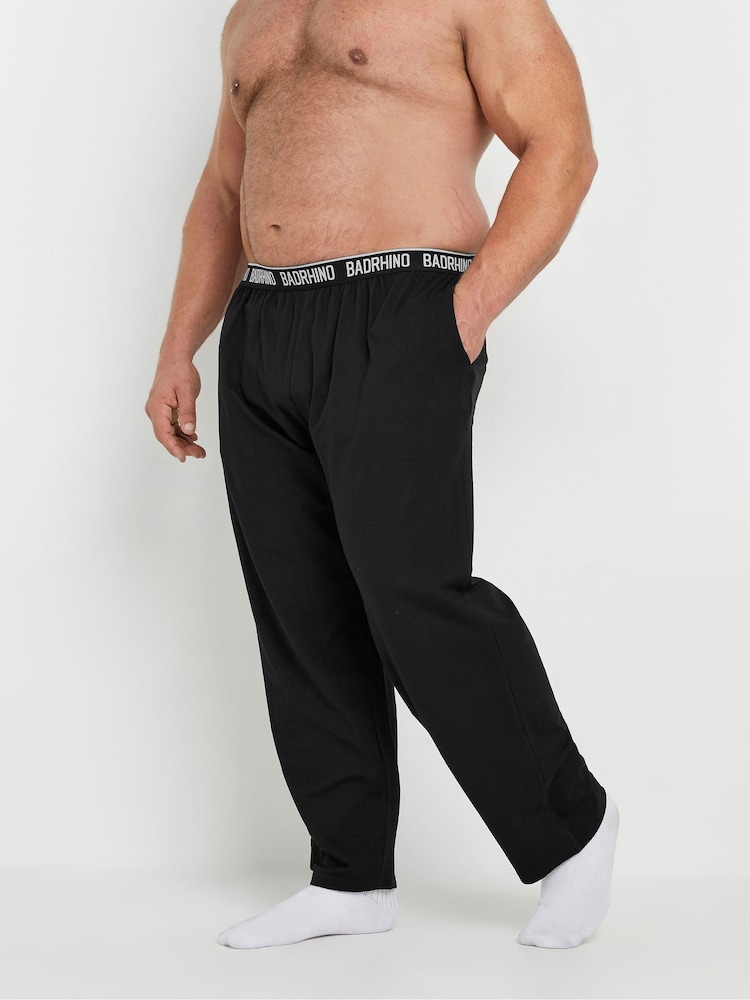 BadRhino Big & Tall Black 100% Cotton Lounge Trousers 2 Pack - Image 2 of 7