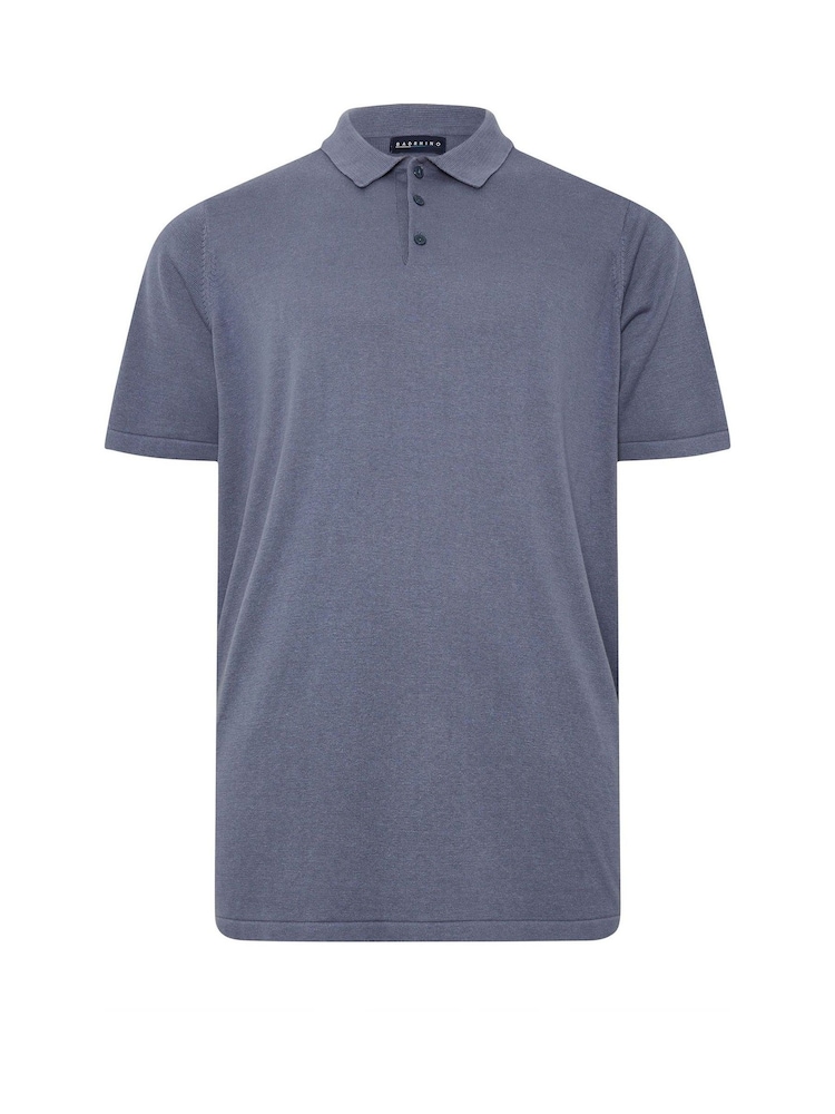 BadRhino Big & Tall Blue 100% Cotton Button Short Sleeve Jumper - Image 2 of 3