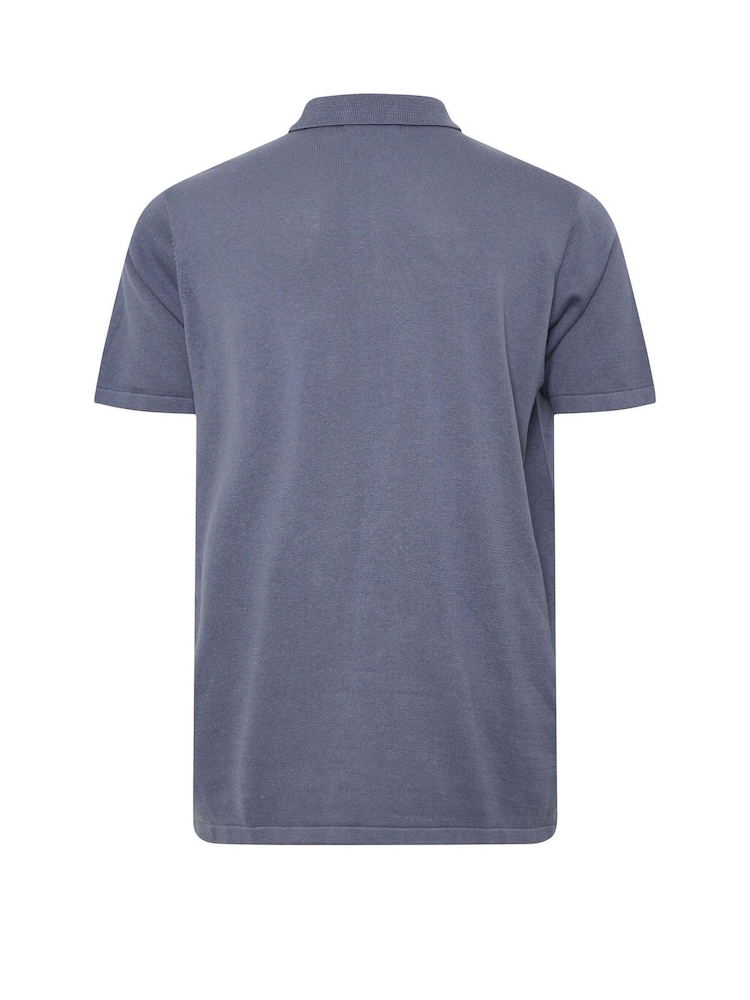 BadRhino Big & Tall Blue 100% Cotton Button Short Sleeve Jumper - Image 3 of 3
