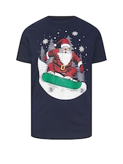 BadRhino Big & Tall 100% Cotton Santa Snowboard Christmas T-Shirt - Image 2 of 3