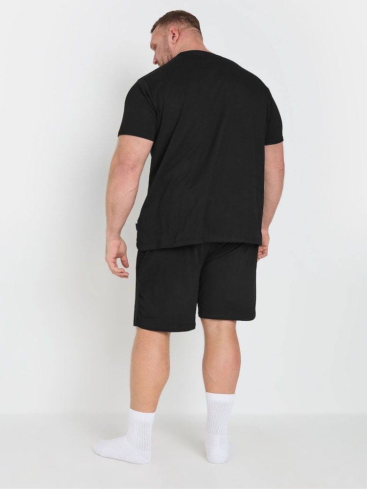 BadRhino Big & Tall Black Lounge 100% Cotton Shorts & T-Shirt Set - Image 2 of 6