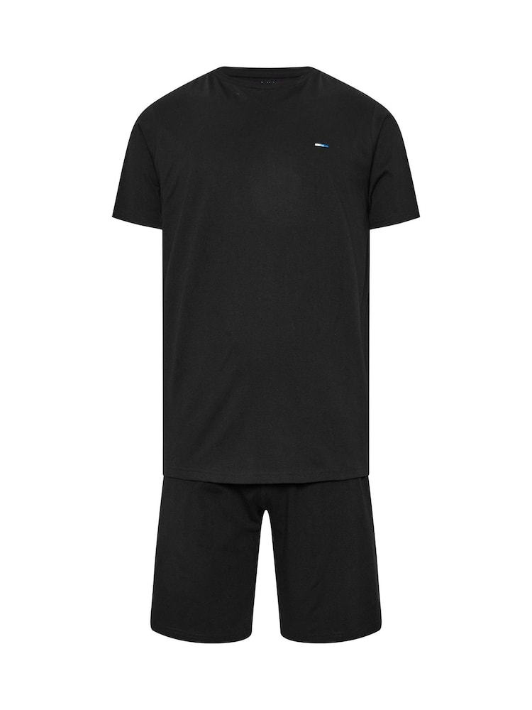 BadRhino Big & Tall Black Lounge 100% Cotton Shorts & T-Shirt Set - Image 5 of 6