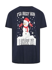 BadRhino Big & Tall Blue 100% Cotton Sexy Snowman Christmas T-Shirt - Image 3 of 4