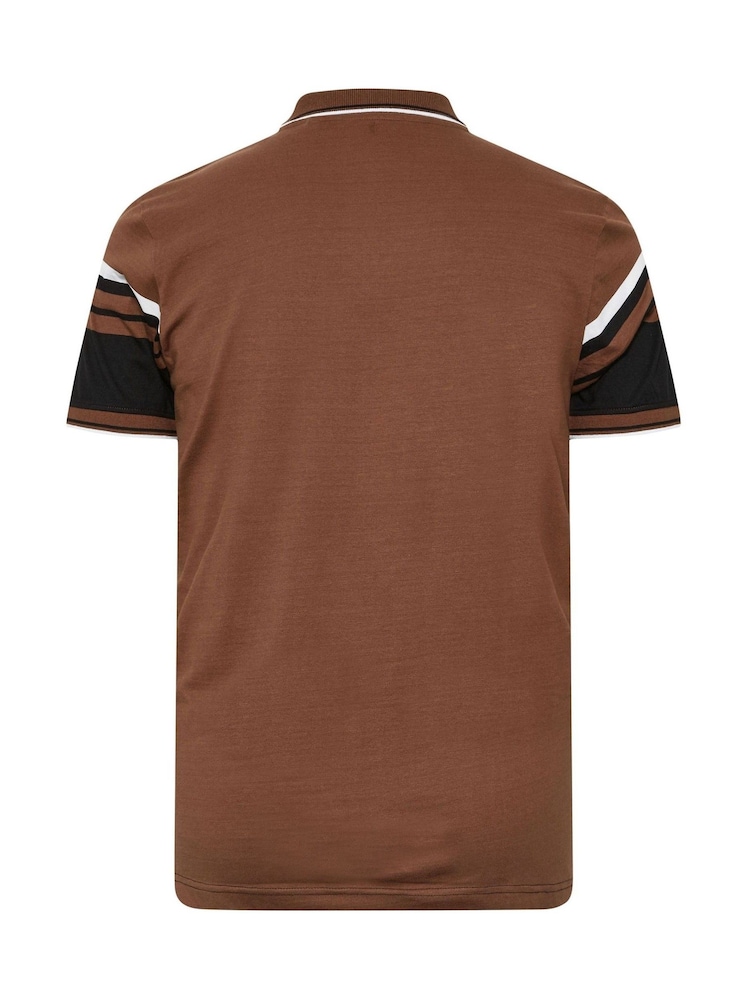 BadRhino Big & Tall Brown 100% Cotton Stripe Jersey Polo Shirt - Image 3 of 3 BadRhino Big & Tall Brown 100% Cotton Stripe Jersey Polo Shirt - Image 3 of 3