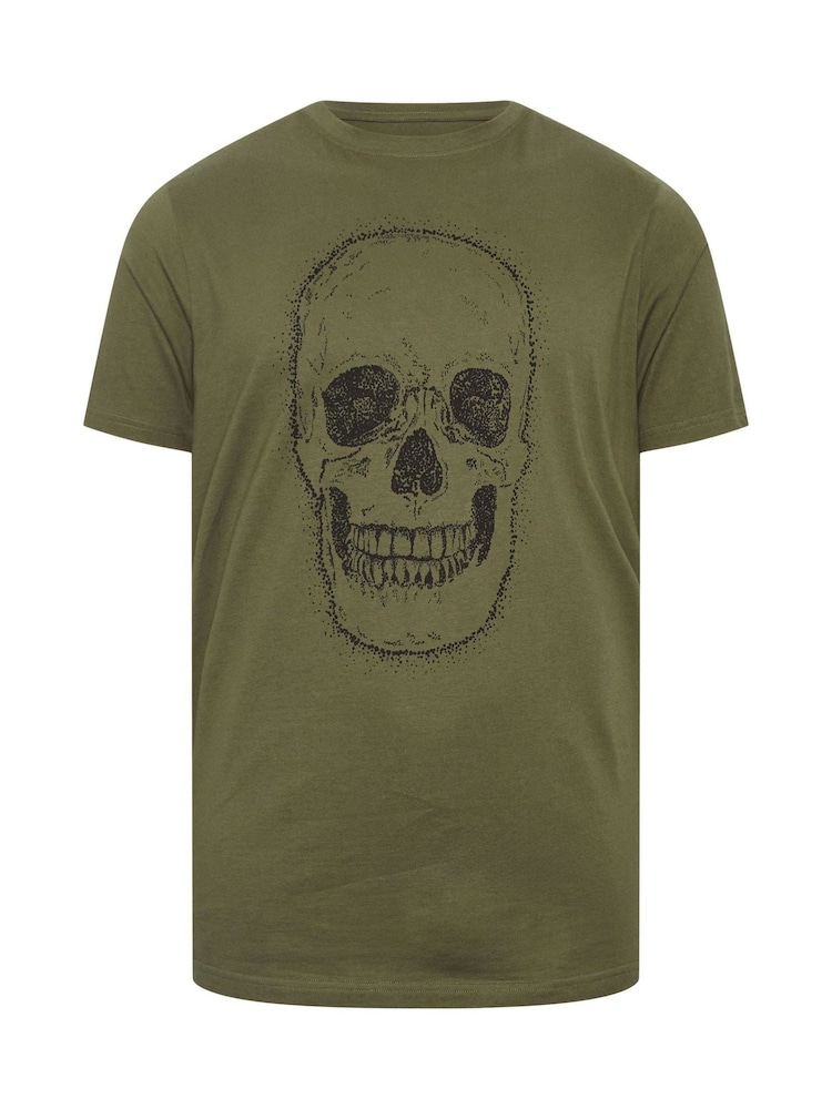 BadRhino Big & Tall Green 100% Cotton Dotted Skull T-Shirt - Image 2 of 3