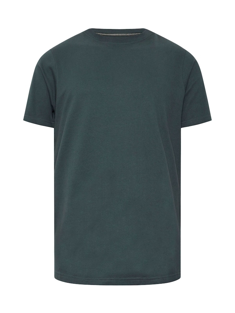 Blau/Grau - BadRhino Big & Tall strukturiertes Kurzarm-T-Shirt aus 100 % Baumwolle - Bild 1 von 2