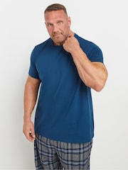 BadRhino Big & Tall Blue 100% Cotton Checked Pyjama Bottom Set - Image 2 of 5
