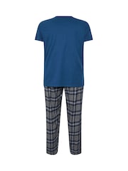 BadRhino Big & Tall Blue 100% Cotton Checked Pyjama Bottom Set - Image 5 of 5