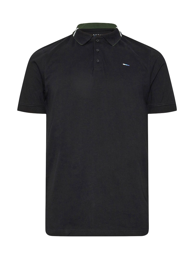 Черный - BadRhino Big & Tall 100% Cotton Jacquard Polo Shirt - Image 2 of 3