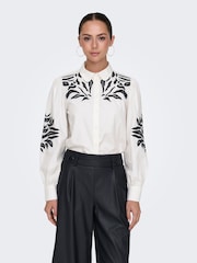 JDY White Embroidered Long Sleeve 100% Cotton Shirt - Image 2 of 8