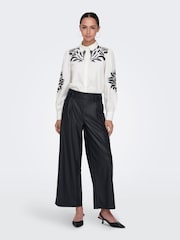 JDY White Embroidered Long Sleeve 100% Cotton Shirt - Image 3 of 8