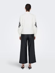 JDY White Embroidered Long Sleeve 100% Cotton Shirt - Image 4 of 8