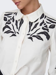JDY White Embroidered Long Sleeve 100% Cotton Shirt - Image 5 of 8