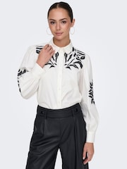 JDY White Embroidered Long Sleeve 100% Cotton Shirt - Image 6 of 8