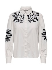 JDY White Embroidered Long Sleeve 100% Cotton Shirt - Image 7 of 8