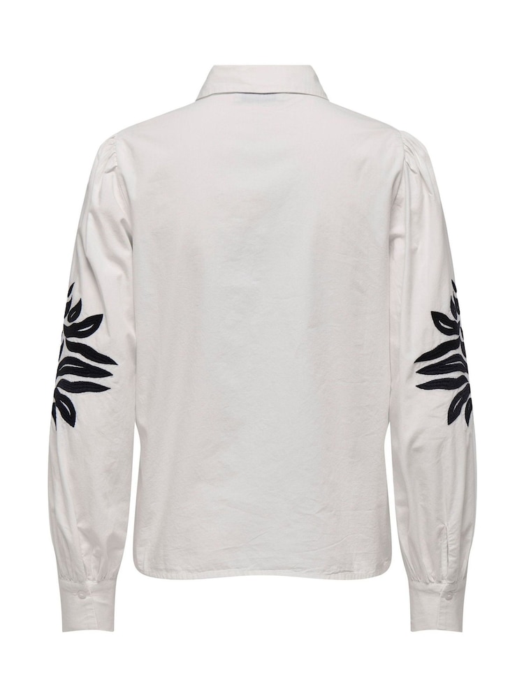 JDY White Embroidered Long Sleeve 100% Cotton Shirt - Image 8 of 8