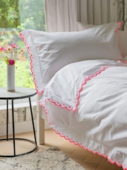 Lulu & Nat White Scallop Edge 100% Cotton Embroidered Bordered Bedlinen Set - Image 4 of 6