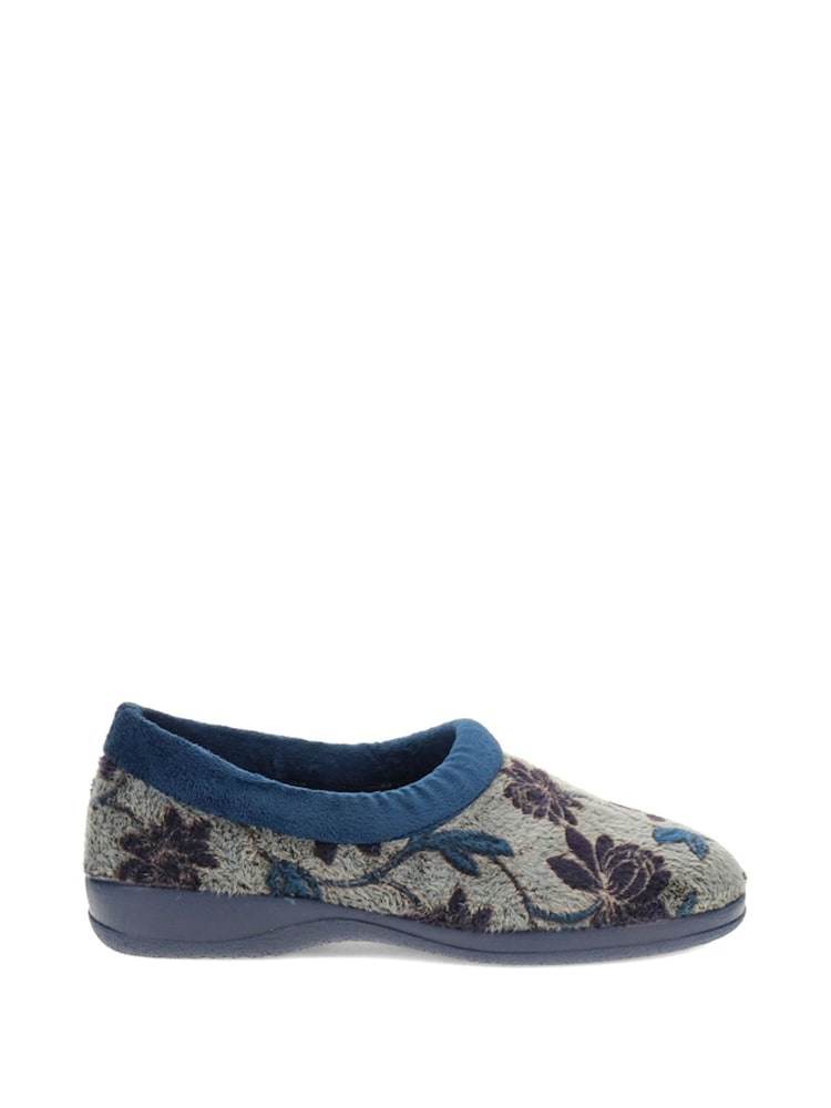 Pavers Blue Faux Fur Full Slippers - Image 1 of 3