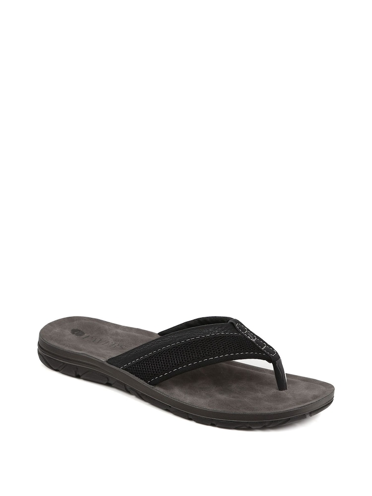 Pavers Black Pavers Toe Post Flat Sandals - Image 2 of 5