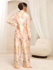 Lipsy Pink Long Sleeve Printed Satin Pjyama Set - Image 4 of 4