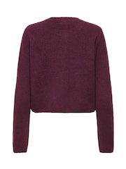 JDY Red Knitted Button Down Short Cardigan - Image 6 of 6
