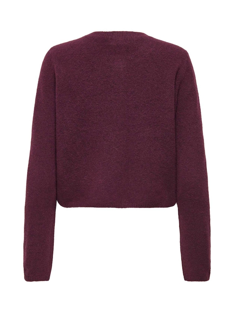 JDY Red Knitted Button Down Short Cardigan - Image 6 of 6
