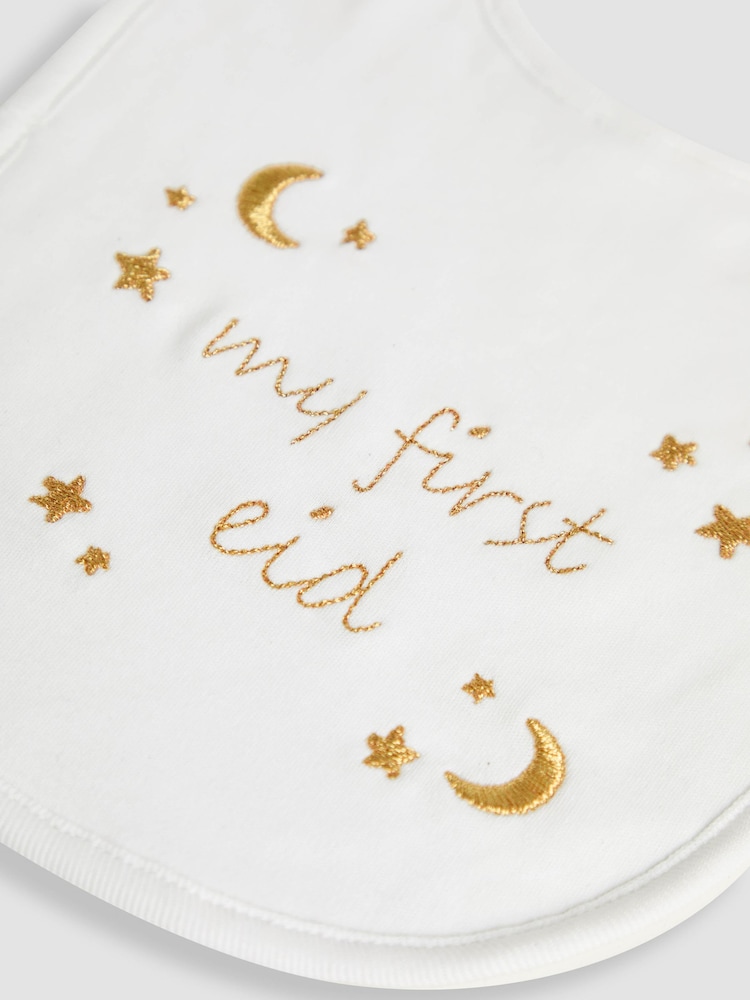 JoJo Maman Bébé White My First Eid Bib - Image 2 of 3 JoJo Maman Bébé White My First Eid Bib - Image 2 of 3
