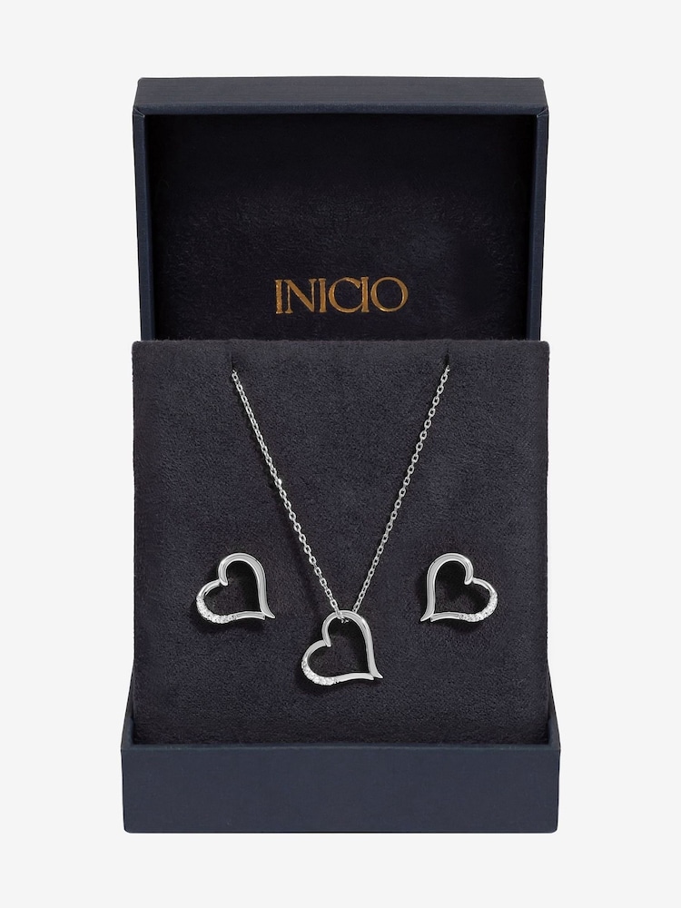 Inicio Silver Tone Heart Pendant Set - Image 1 of 3