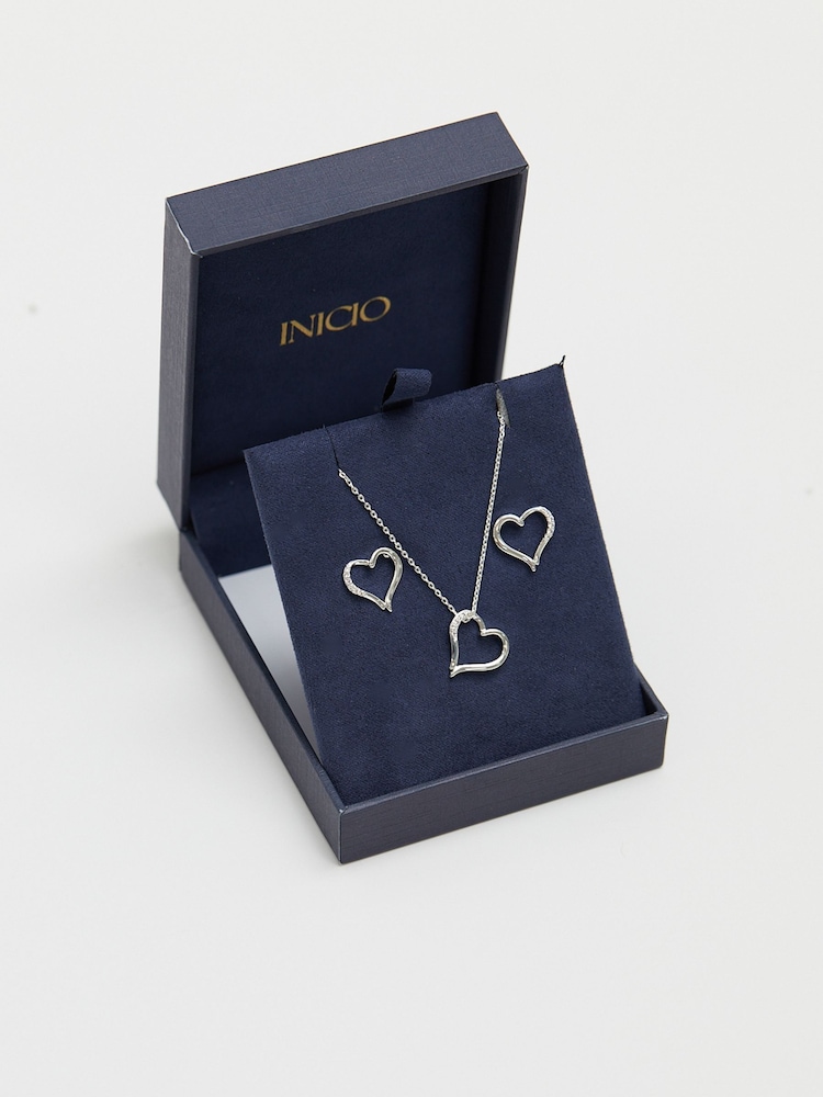 Inicio Silver Tone Heart Pendant Set - Image 3 of 3