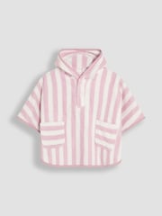 Rosa - JoJo Maman Bébé 100% Cotton Stripe Towelling Poncho - Imagen 1 de 3