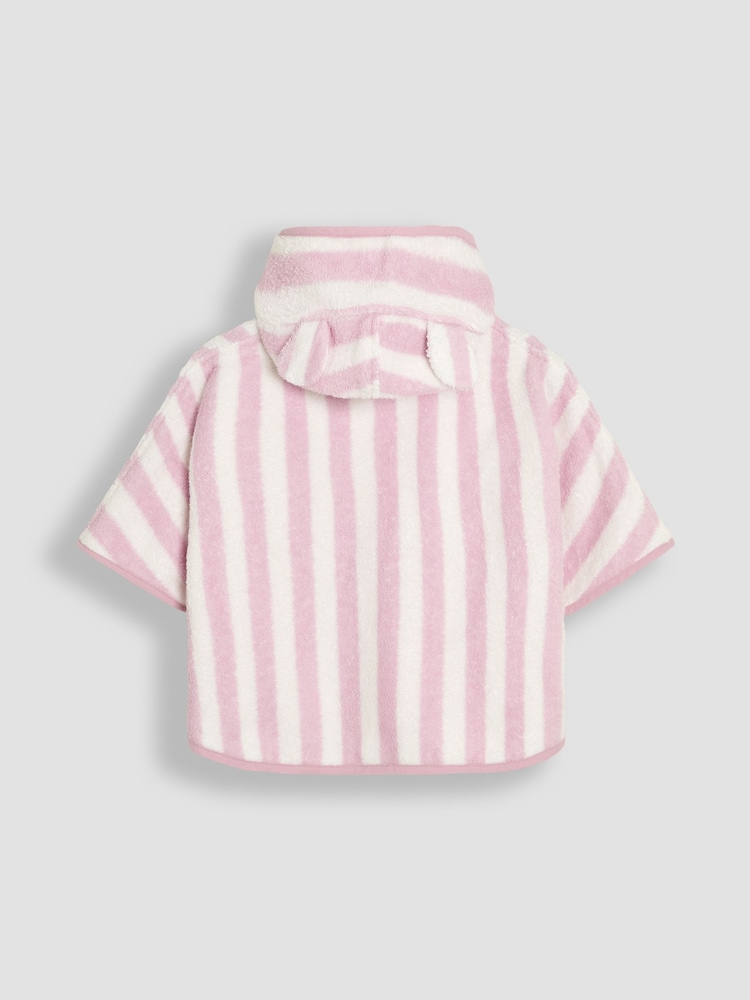 Rosa - JoJo Maman Bébé 100% Cotton Stripe Towelling Poncho - Imagen 2 de 3