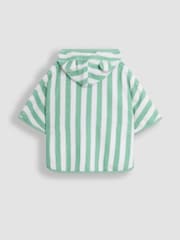 Verde - JoJo Maman Bébé 100% Cotton Stripe Towelling Poncho - Imagen 2 de 3