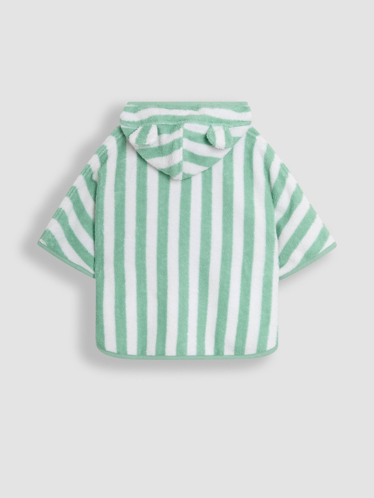 Verde - JoJo Maman Bébé 100% Cotton Stripe Towelling Poncho - Imagen 2 de 3