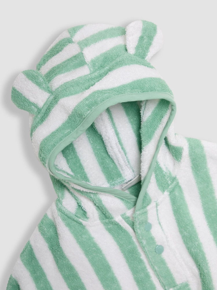 Verde - JoJo Maman Bébé 100% Cotton Stripe Towelling Poncho - Imagen 3 de 3