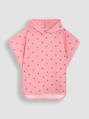 JoJo Maman Bébé Pink 100% Cotton Strawberry Muslin Poncho - Image 1 of 3