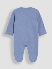 JoJo Maman Bébé Blue Cotton Footed Appliqué Popper Sleepsuit - Image 5 of 6