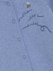 JoJo Maman Bébé Blue Cotton Footed Appliqué Popper Sleepsuit - Image 6 of 6