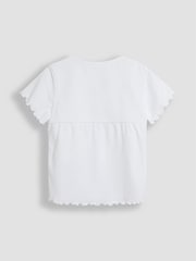 JoJo Maman Bébé White Heart Embroidered Jersey Pyjamas - Image 3 of 10
